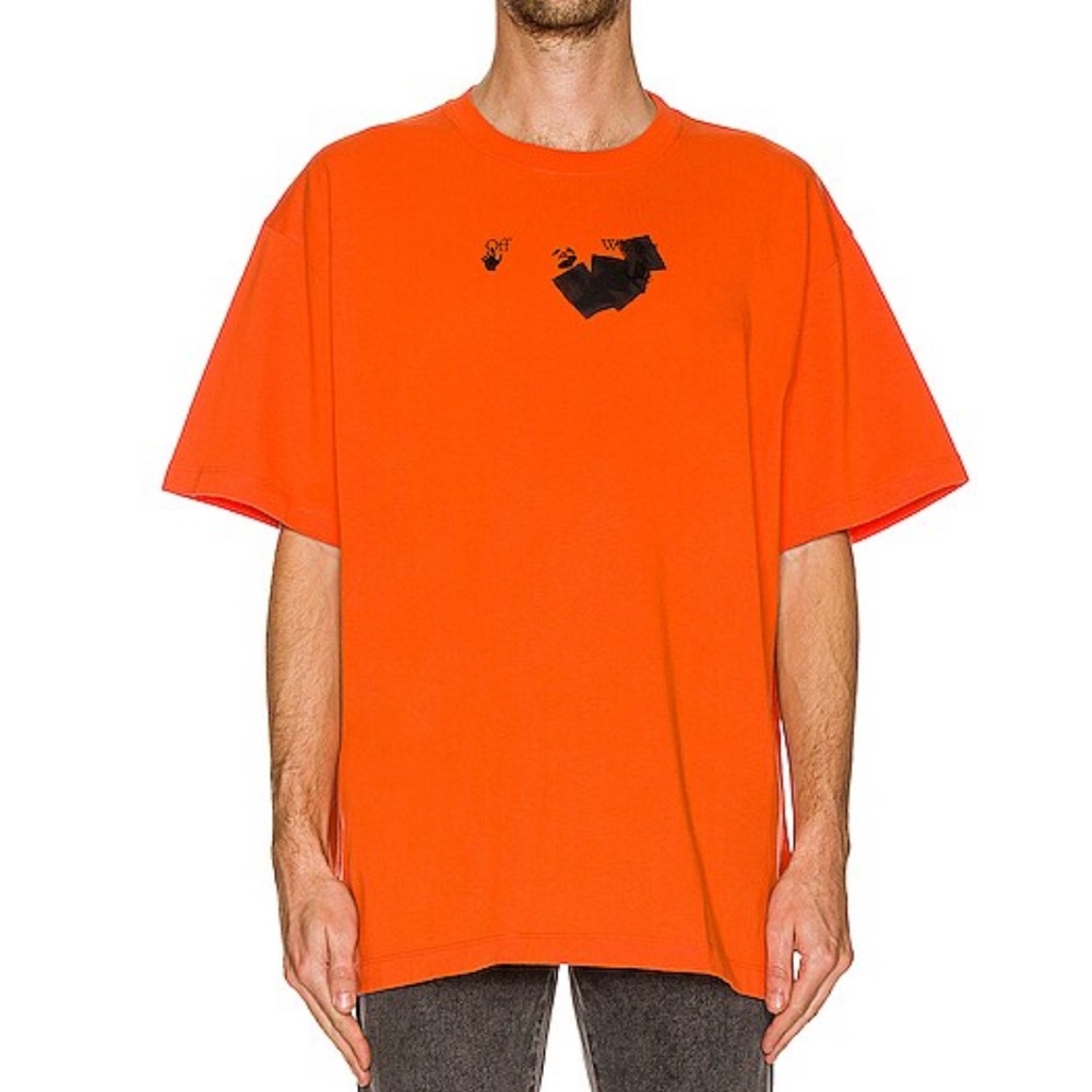 Off-White Bold Orange Graphic Tee – Size M | Iconic Streetwear